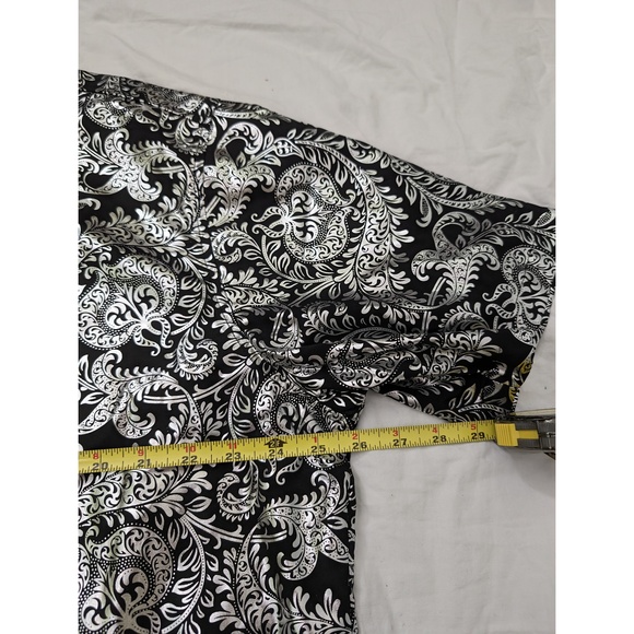 Paisley Silver Men's shirt Button-up Black Silver Sz 2XL Shiny - Picture 5 of 7